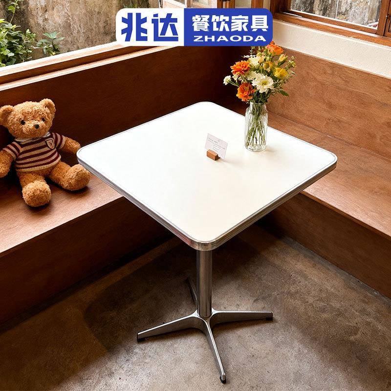 新款咖啡桌子防火板纯白色餐桌简约西餐厅桌椅组合复古风餐饮家具