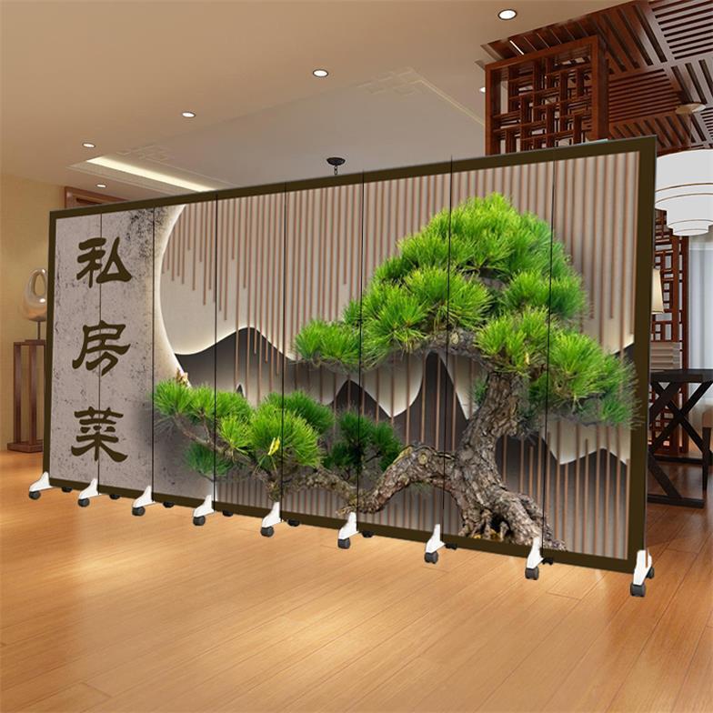 隔断屏风中式古风折叠移动办公室茶馆客厅养生馆遮挡双面折屏