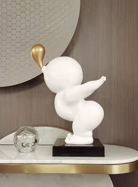 可爱吹泡泡小孩艺术摆o件办公室书桌家居客厅电视柜玄关酒柜装饰