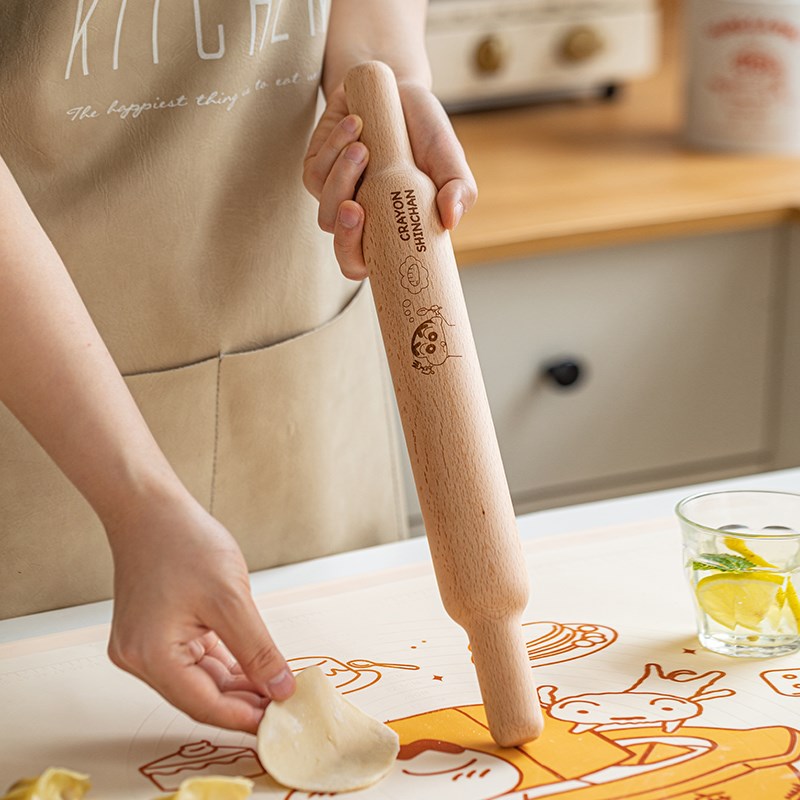 【摩登主妇&蜡笔小新】擀面杖面C棒赶饺子皮神器带刻度家用实木杆