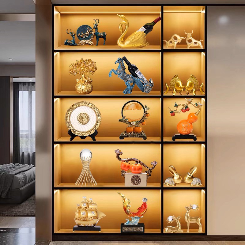 齐府酒柜装饰品摆件轻奢高档客厅家居电视柜新中式红酒架X2024新