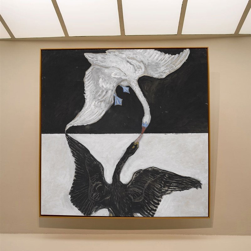 客厅落地装饰画艺术抽象瑞典HilmaA af Klint黑白天鹅之吻大幅挂