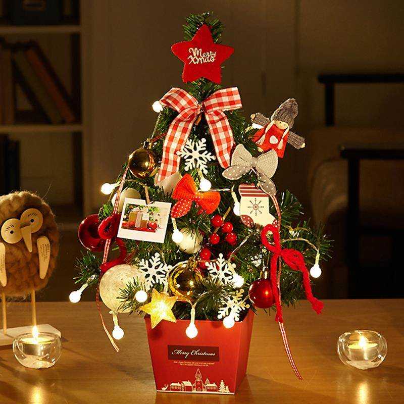 现货速发橱窗吧台桌上小圣诞树房间圣诞I节装饰品摆件 场景桌面道