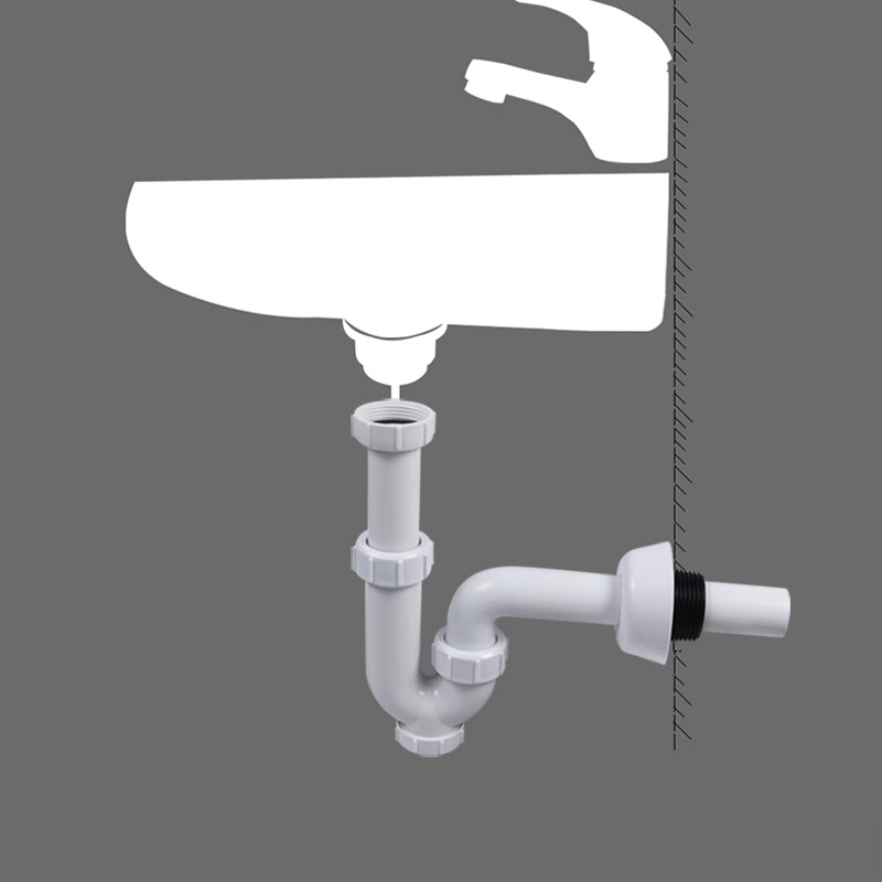 天力洗手盆下水管 面盆防臭排水硬管 内牙39mm入墙出水GFX028C010