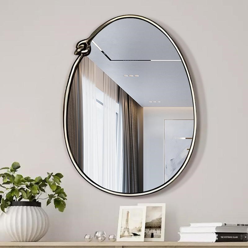 椭圆浴室镜高清艺术化o妆镜带灯壁挂墙不规则洗漱台镜子异形装饰