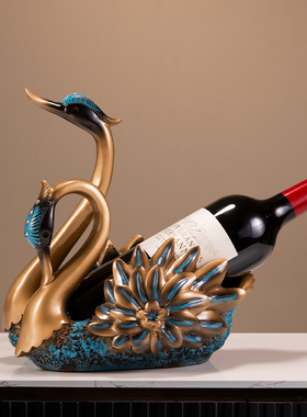 天鹅红酒架酒柜装饰品p摆件轻奢高档客厅电视柜餐边柜乔迁新居礼