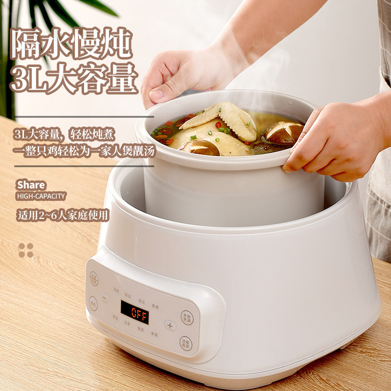 多功能炖盅隔水炖家用煲汤炖汤y全自动陶瓷电炖盅大容量电炖锅3升