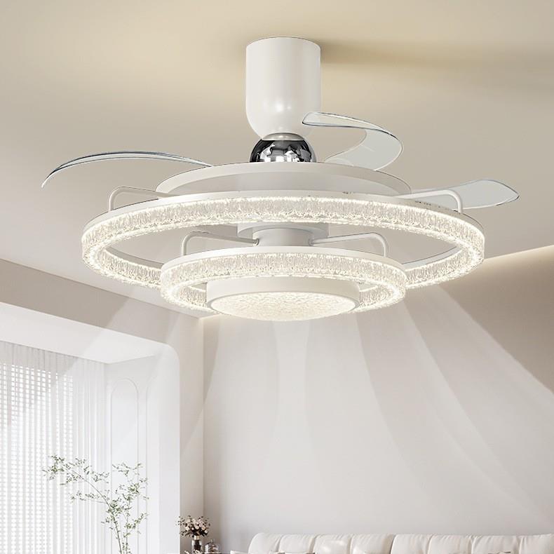 隐形风扇灯2025新款家用一体吸顶灯轻奢高级客厅餐厅冰裂纹风扇灯