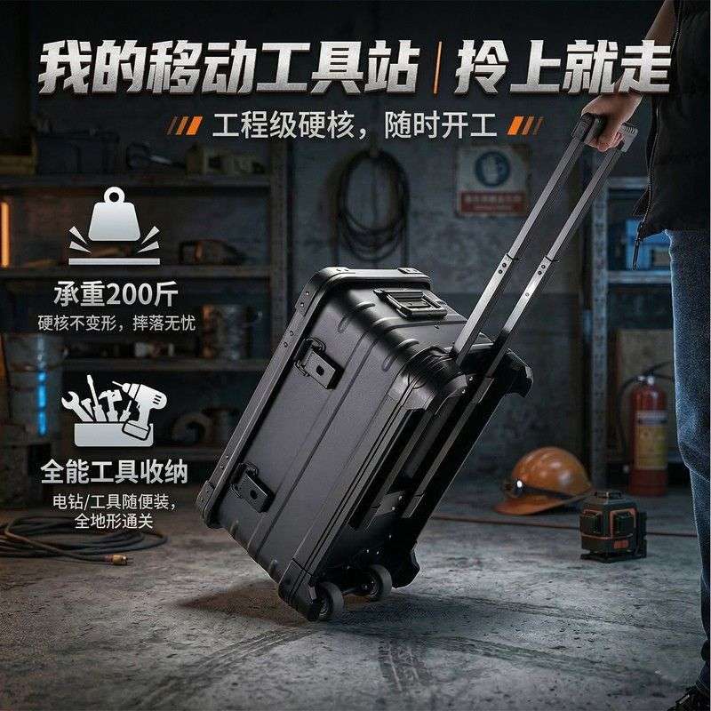 工具拉杆箱装五金电钻的箱子铝合金拉杆箱多功能冲击钻工具箱带轮