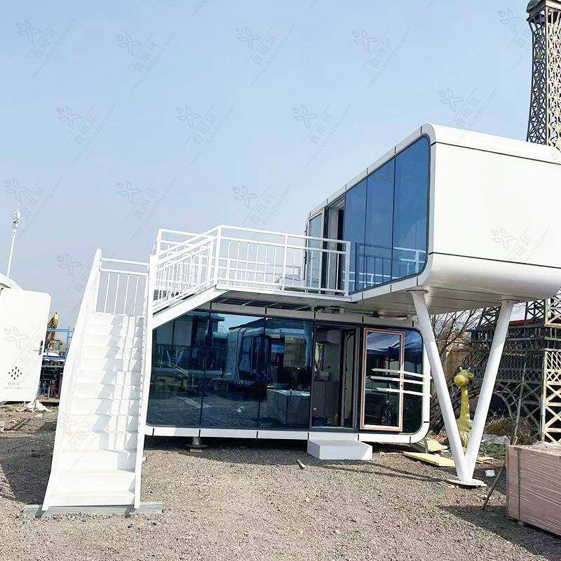 双层太空舱民宿 户外露营钢结构岗亭 智能化带卫生间移动露营方仓