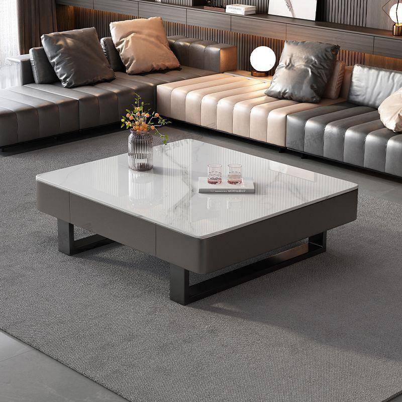 意式极简茶几小户型岩板轻奢现代2025简约客厅家用方形高级