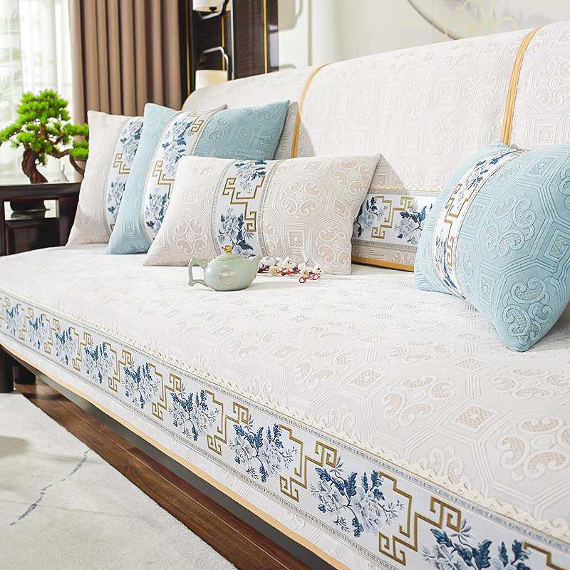 新中式沙发垫实木轻奢感防滑四季通用2025新款套罩巾盖布