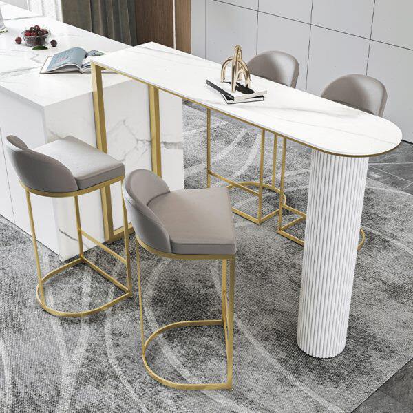 轻奢岩板吧台桌开放式厨房中岛台餐桌客厅靠墙北欧大理石高脚桌椅