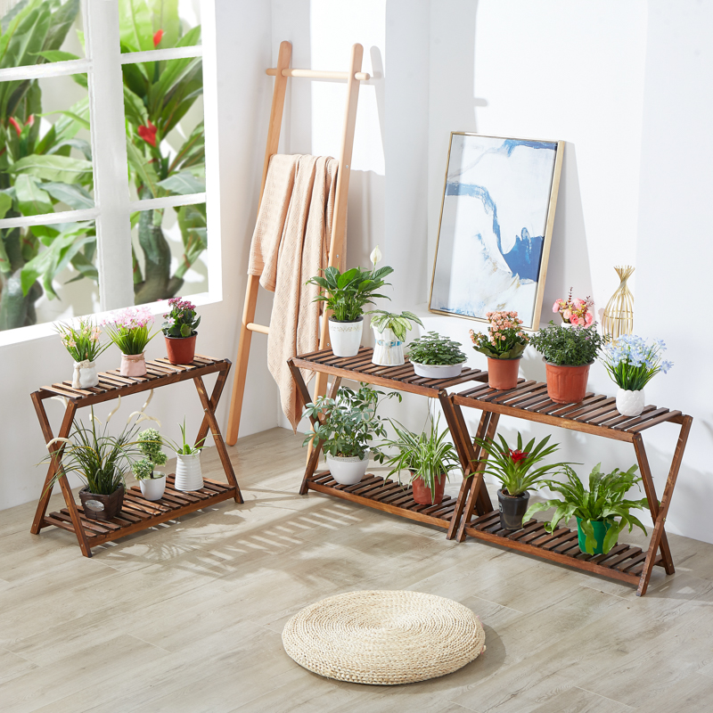 花架子置物架阳台室内客厅简约装C饰客厅落地式多层多肉实木花盆