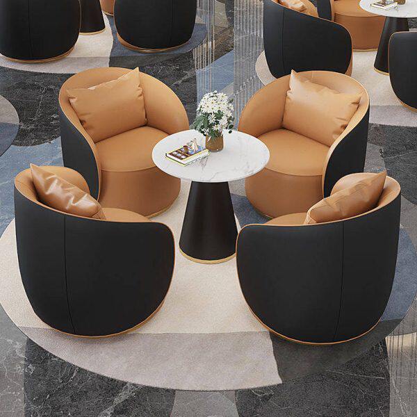 轻奢洽谈沙发椅售楼处会客接待一桌四椅可旋转沙发椅休闲桌椅组合