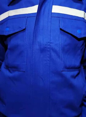 纯棉加厚蓝色工作服耐磨耐高温电焊工化工石油工作服百分百纯棉