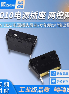 AC010电源插座 电源插头母座 AC-010电源座 250V 10A 两孔2脚