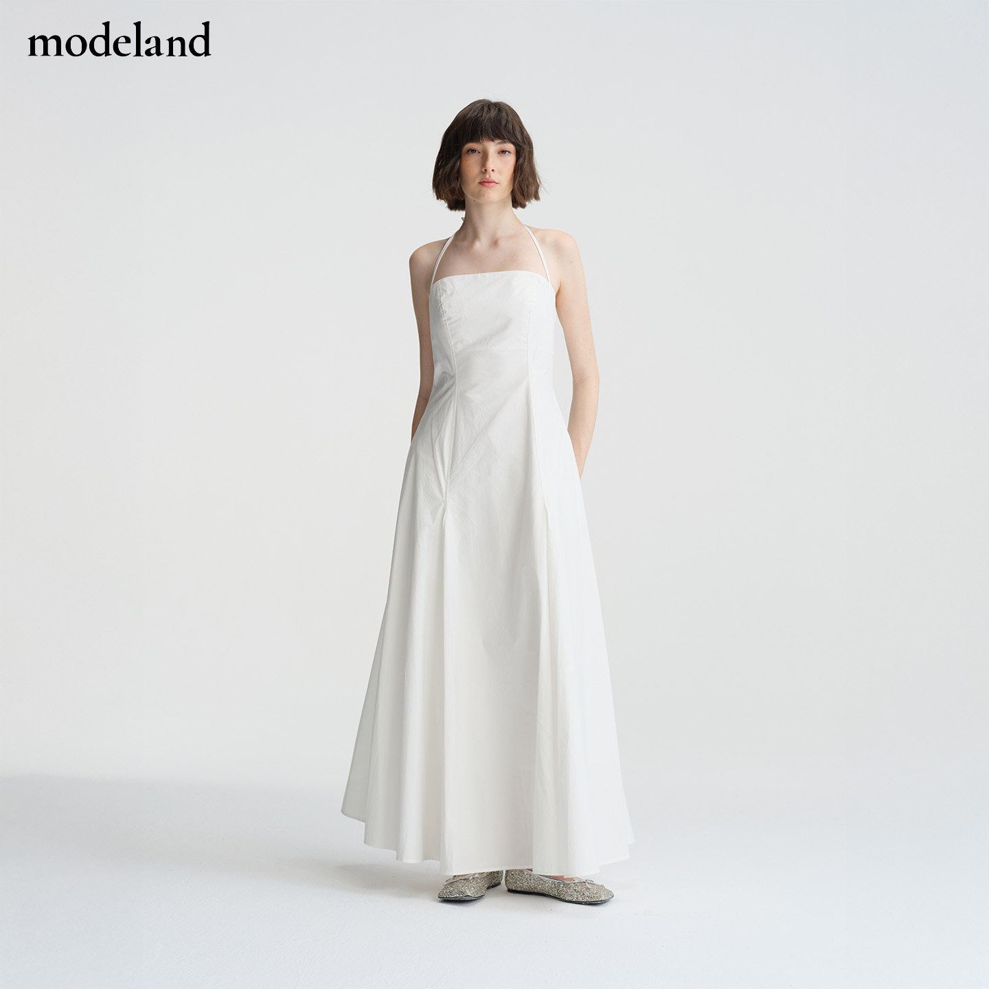 Seedan 吊带挂脖连衣裙女度假风简约休闲大裙摆长裙modeland