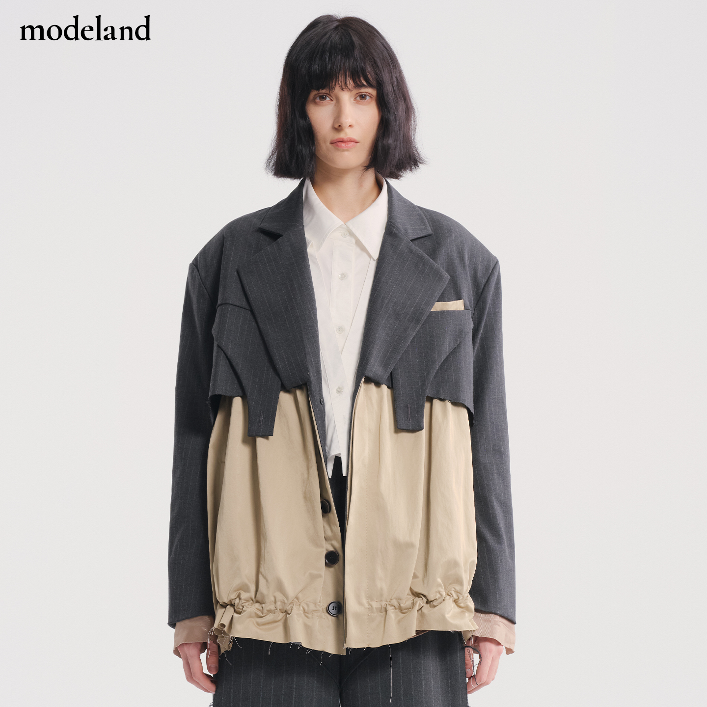 【设计师款】MONO FLAT解构拼接中性风西装外套modeland买手店