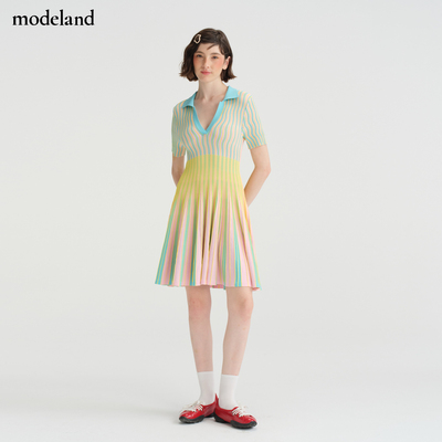 【设计师款】eli.zac彩色针织翻领网球运动连衣裙modeland买手店