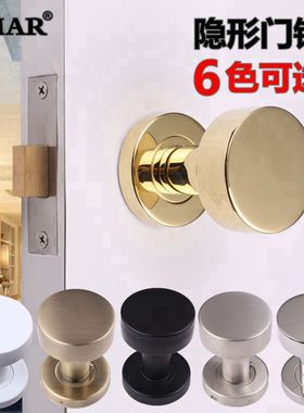 304不锈钢黑色隐n形门锁隐蔽门青古铜暗门锁背景墙单面锁拉手白色