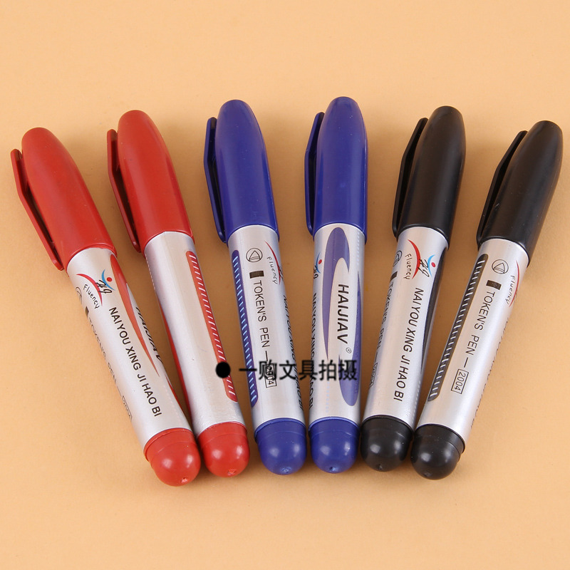 100支海佳记号笔 大容量通用油性快干黑色C粗头笔不掉色大头记号