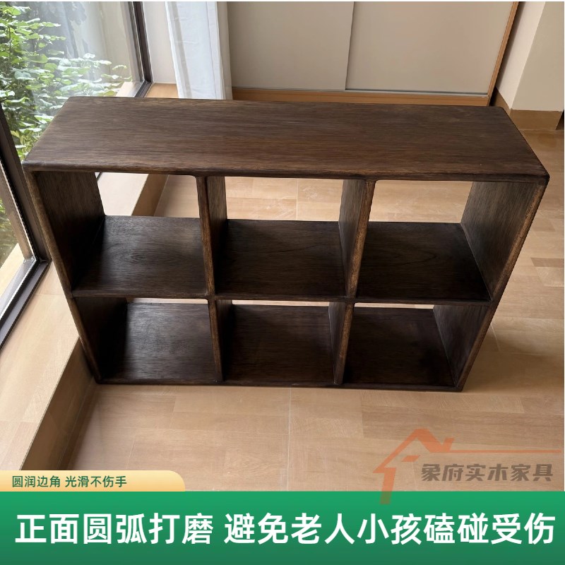 进口胡桃木格子柜书柜自由组合收纳柜J落地书柜实木书架电视柜