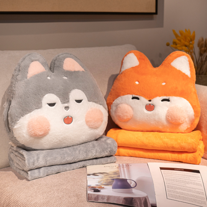 抱枕被子两e用毯子二合一午休靠枕办公室午睡空调毯小枕头车载加