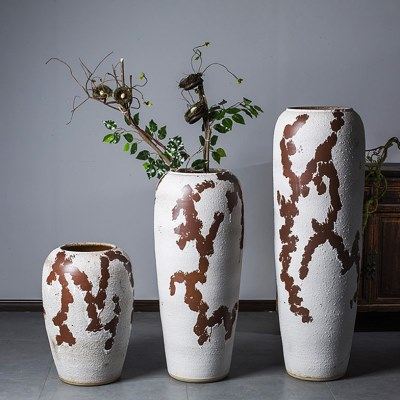 复古落地插花坛子客厅装饰瓶大花瓶粗陶花器摆件民宿酒店大号陶罐,家居饰品,花瓶,淘宝优惠券,粉丝福利购,淘宝优惠卷