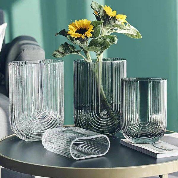 简约玻璃花瓶摆件百合花插花瓶客厅北欧网红透明水养创意鲜花玫瑰