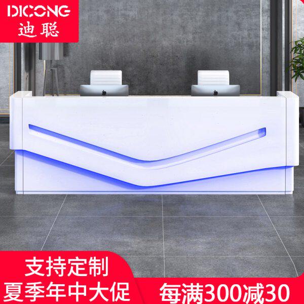 迪聪新款时尚简约烤漆前台 异形接待桌子 公司咨询吧台中介前台桌