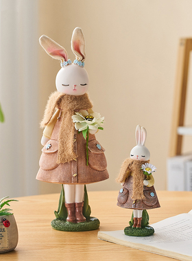 创意可爱兔子治愈情绪小摆件办公室工位桌面M家居装饰品送女生礼