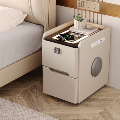 智能免安装窄款床头柜p小型卧室落地款窄皮质床边柜轻奢迷你储物