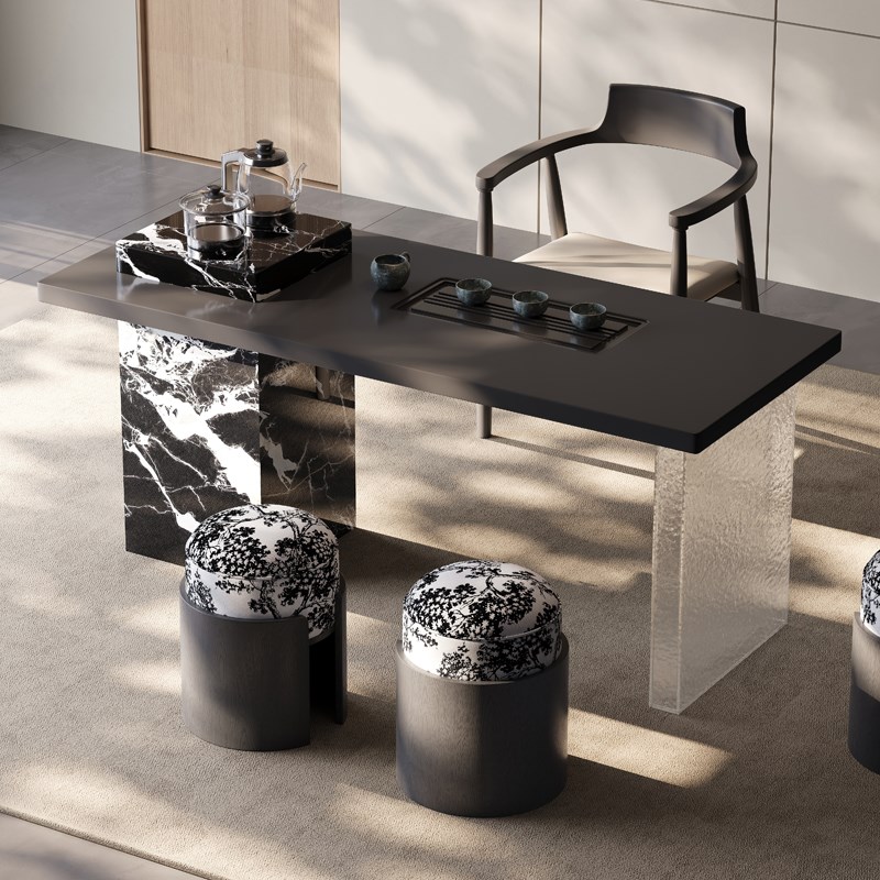 轻奢现代简约小户型岩板茶桌意式极简G茶桌椅组合家用阳台小型茶