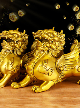 铜貔貅摆件原创貔貅家居客厅店铺公司摆设装N饰工艺品开业礼品皮