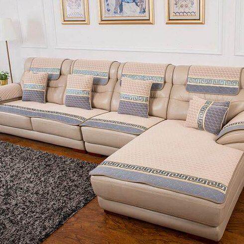 欧式新款真皮沙发垫防滑布艺简三坐一贵妃四季通用沙发套罩巾定做