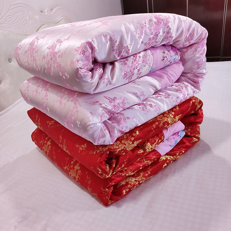 结婚婚房被子老式包边棉被丝绸绸缎老F款龙凤缎子被面手工复古布