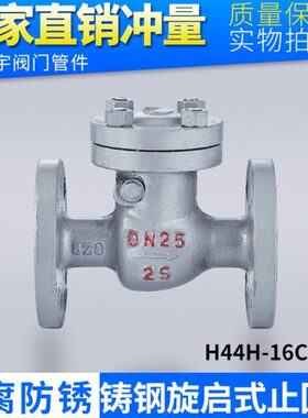 旋启翻项钢 式C钢逆止阀16碳WC国标铸单板4-H4卧式止回阀B式法兰H
