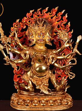 单身头头尼泊尔纯铜手工密宗10鎏寸马居家全王护明金马摆件金刚法