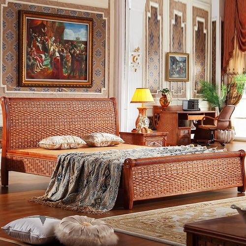 纳亚斯东南亚奢华高端藤床印尼藤艺床藤席床实木床藤Z木双人藤床