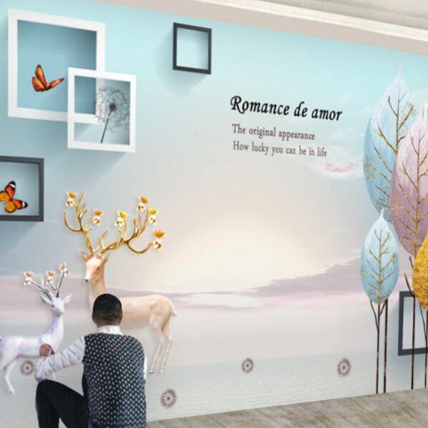 新款D简约背景卧室墙布客厅沙发立体壁纸3D电视欧式纸背景墙壁画8