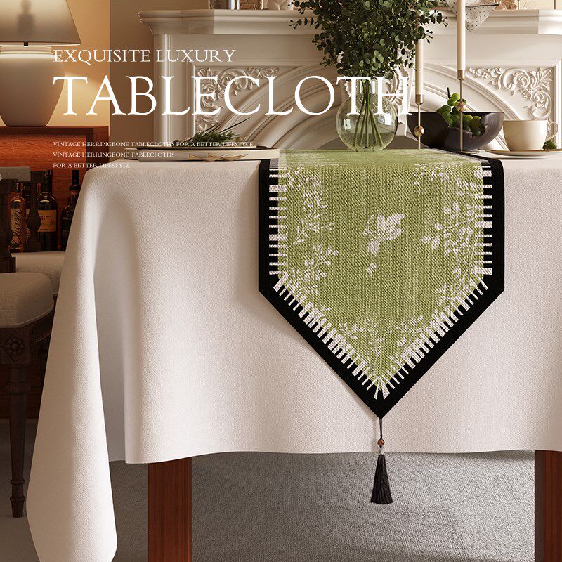 中古风三角桌旗轻奢高端餐桌v布布艺长条茶席防水中式禅意茶几盖