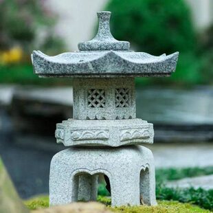 日式落地灯青石草坪仿古庭院灯石灯石雕户外太阳能灯笼庭院石头石