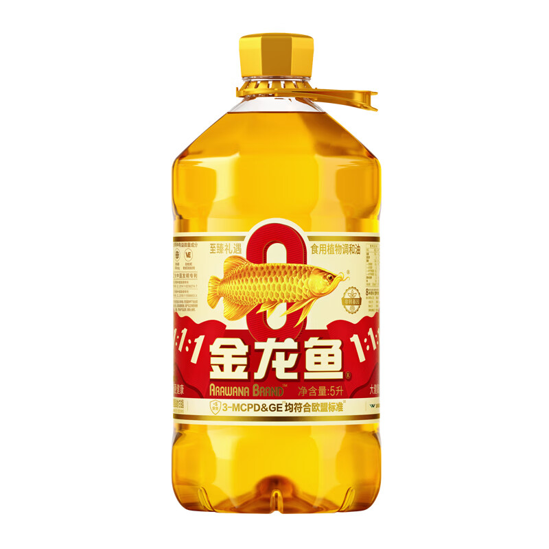 金龙鱼黄金比例食用植物油调和油至臻非转基因5L瓶装家用食用油