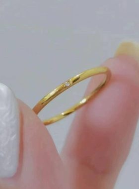 掉百搭圈素小众轻奢ins风极细钻戒久不尾戒指指环锆石潮女生碎色