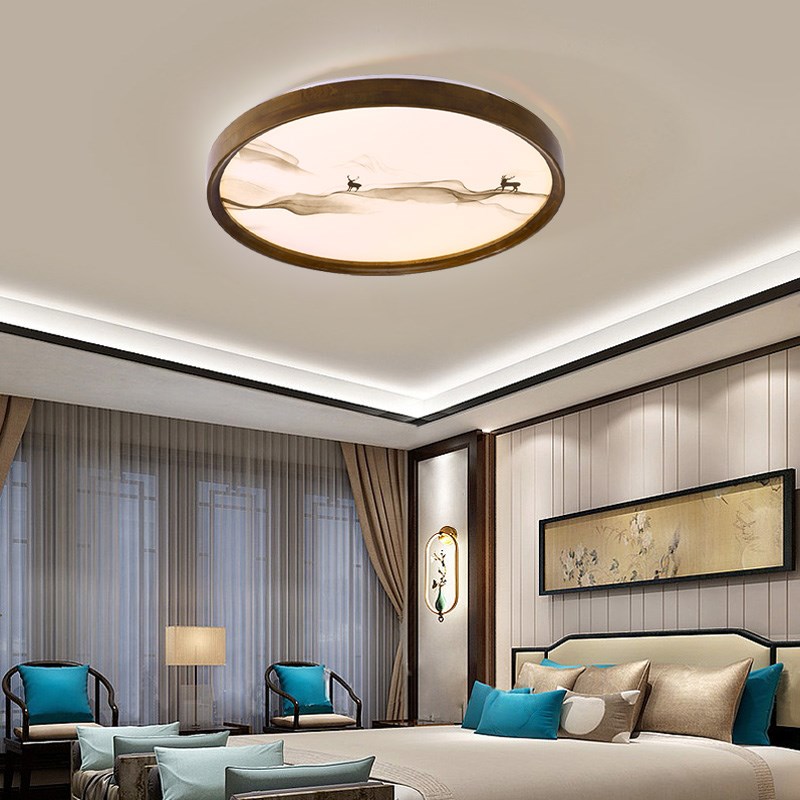 2024年新款现代简约q实木吸顶灯创意玄关阳台过道卧室家用圆形灯