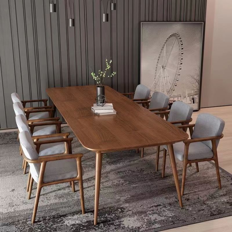 htn实木会议桌办公桌长桌简约现代F洽谈条桌餐书桌桌椅组合桌子工