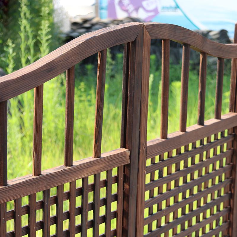 花园户外木栅栏门庭院围墙院x子草坪碳化防腐木围栏护栏篱笆网格