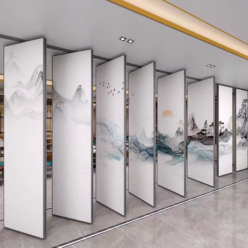 酒店活动b隔断墙饭店包厢饭厅移动折叠门宴会厅会议室吊轮拉门