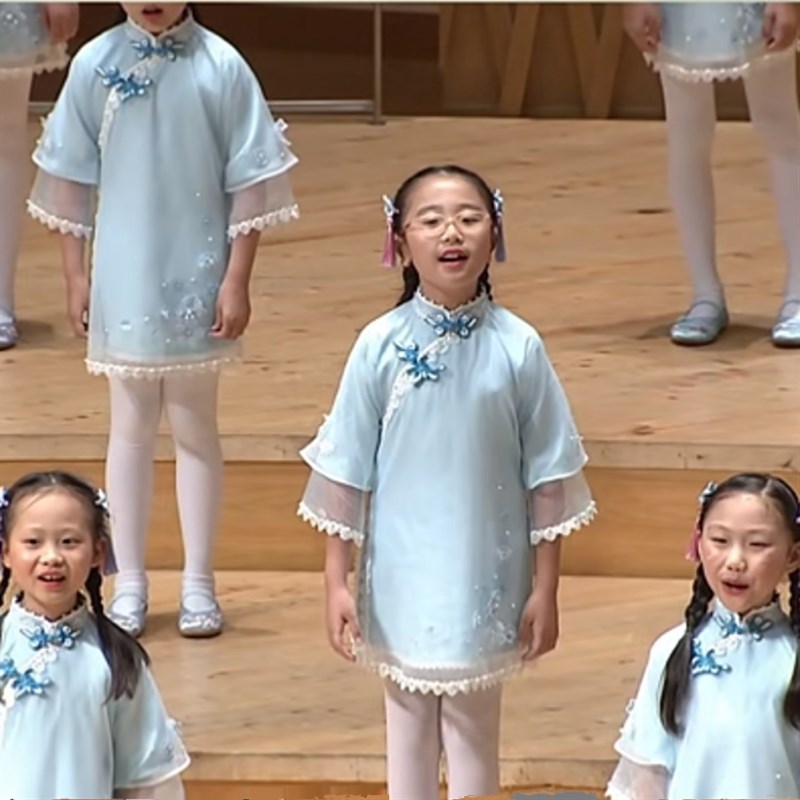 新款高端儿童合唱演出服中式民族风F中小学生诗歌朗诵男女童表演